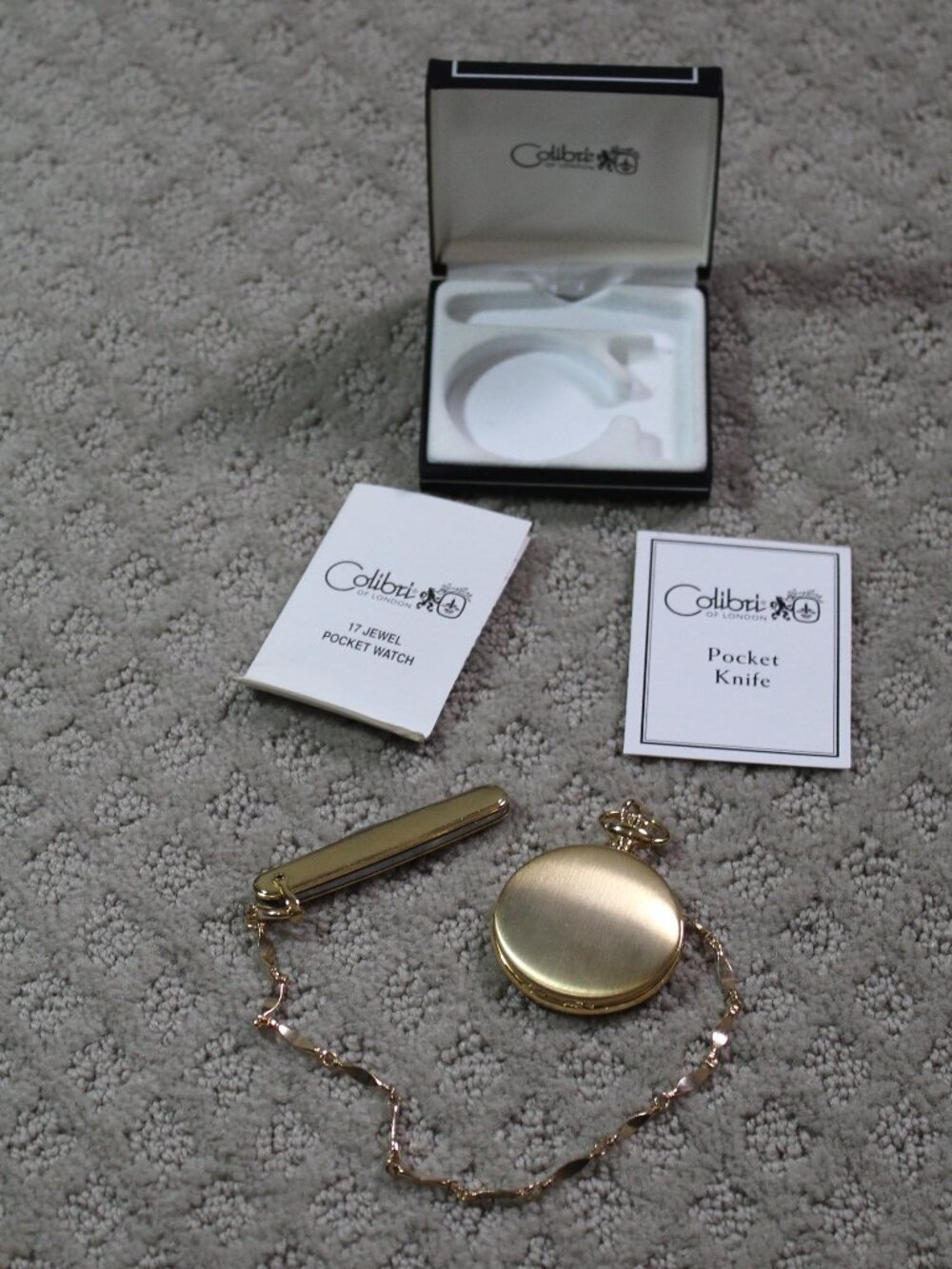 NEW Colibri Of London Pocket Watch & Knife Timepieces W/ Papers & Box